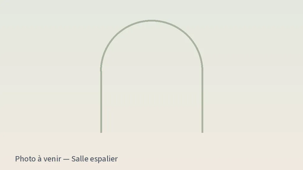Salle de rééducation active : espalier et petit matériel